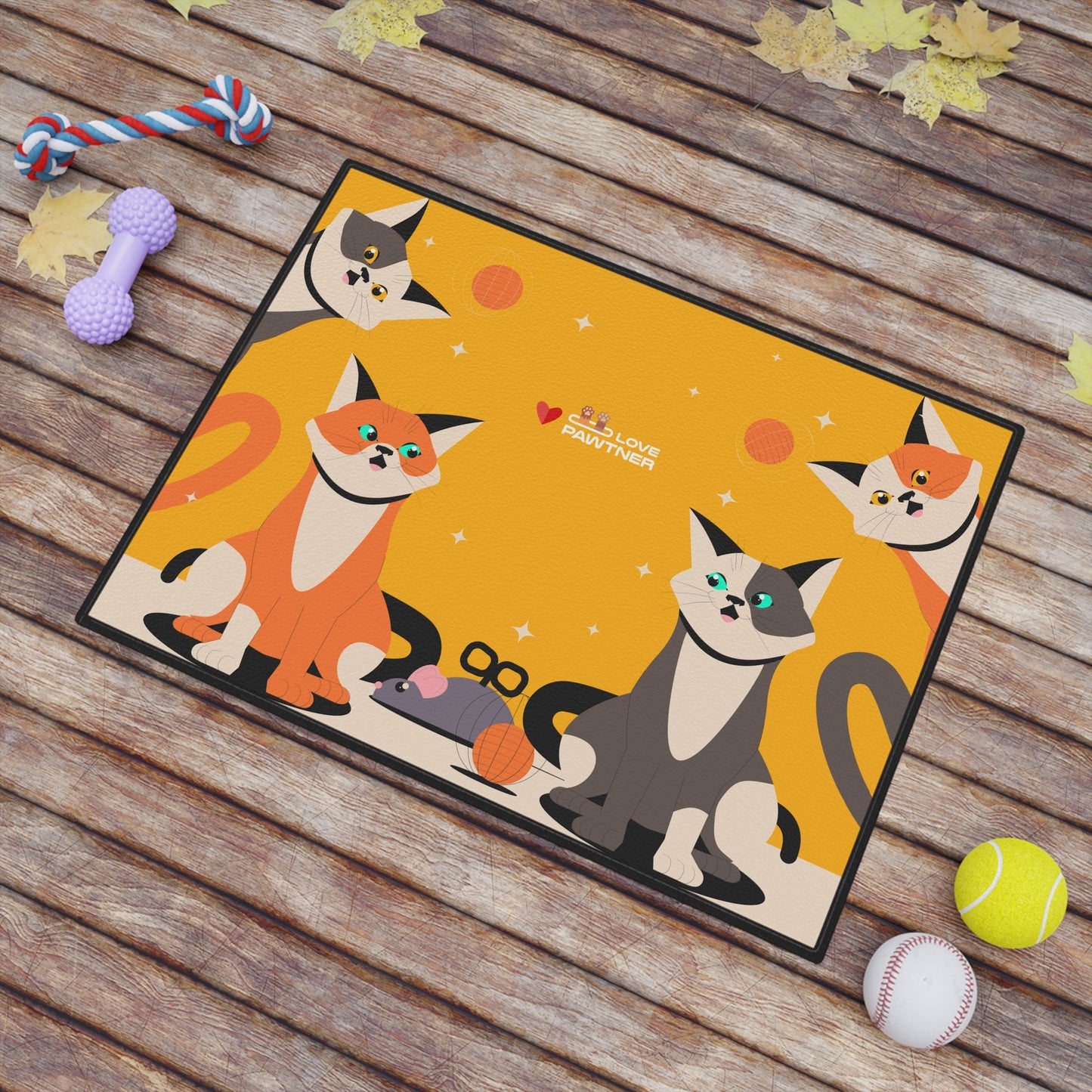 Pawtner, Cute Pet Mat for Cats and Dogs, Personalized Feeding Station, Ideal Pet Lover Gift, Home Decor, Pet Accessory, Pet Mat (18" x 24")