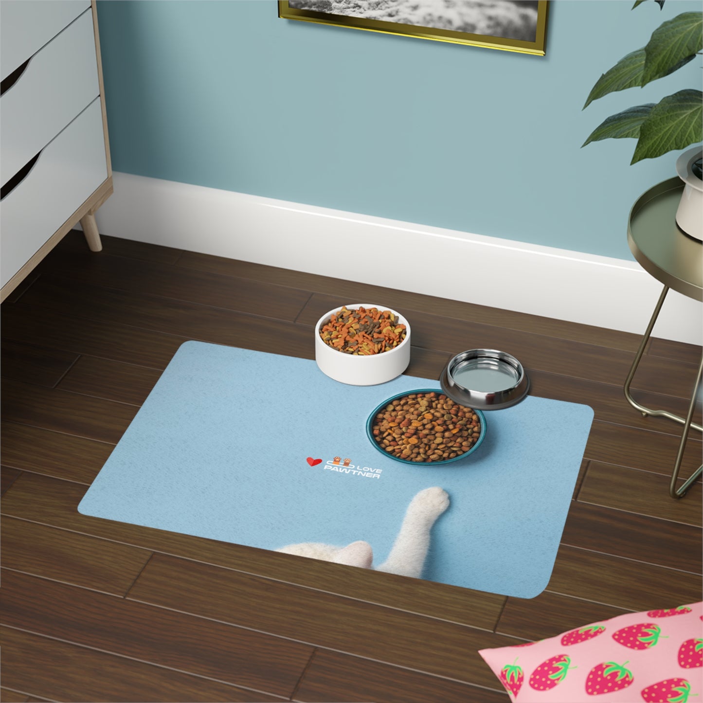 Pawtner, Stylish Pet Food Mat, Cat Food Mat, Dog Feeding Mat, Pet Lover Gift, Personalized Pet Mat, Unique Pet Accessories, Pet Food Mat (12" x 18")