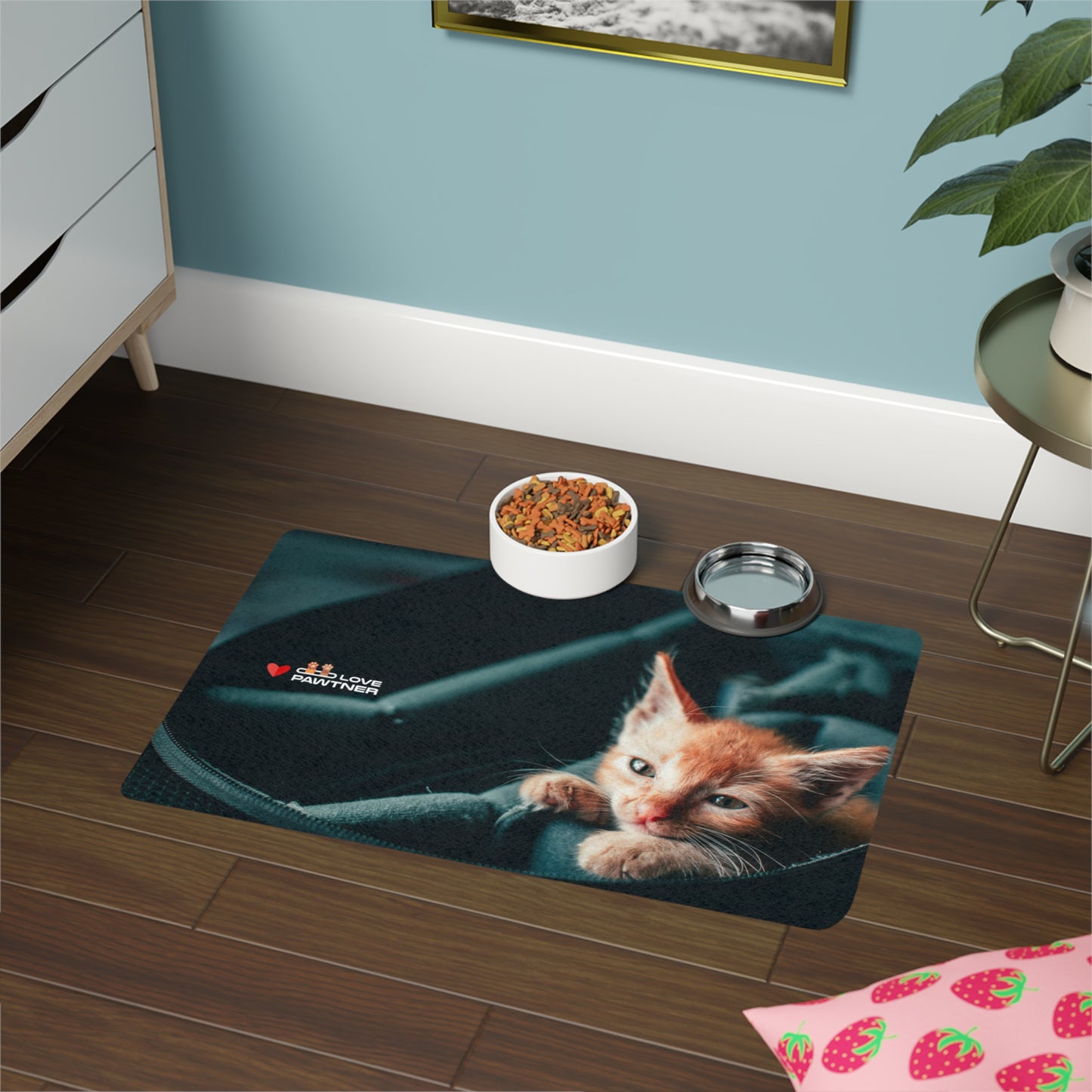 Pawtner, Stylish Pet Food Mat, Cat Food Mat, Dog Feeding Mat, Pet Lover Gift, Personalized Pet Mat, Unique Pet Accessories, Pet Food Mat (12" x 18")