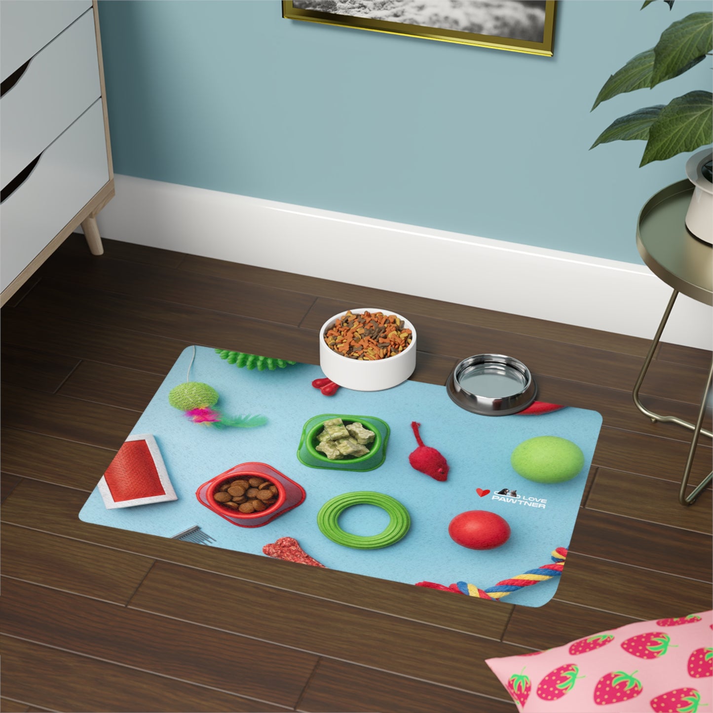 Pawtner, Stylish Pet Food Mat, Cat Food Mat, Dog Feeding Mat, Pet Lover Gift, Personalized Pet Mat, Unique Pet Accessories, Pet Food Mat (12" x 18")