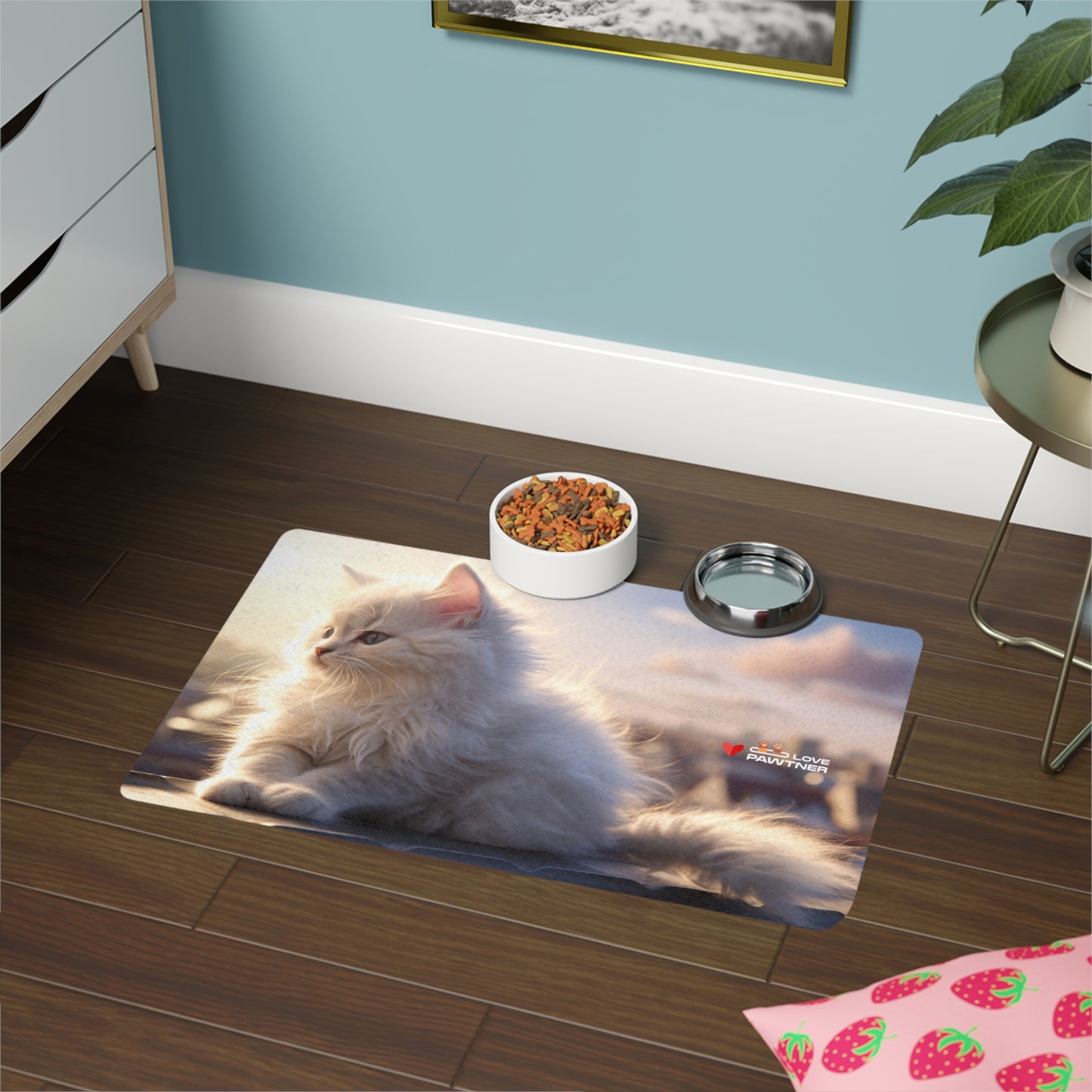 Pawtner, Stylish Pet Food Mat, Cat Food Mat, Dog Feeding Mat, Pet Lover Gift, Personalized Pet Mat, Unique Pet Accessories, Pet Food Mat (12" x 18")