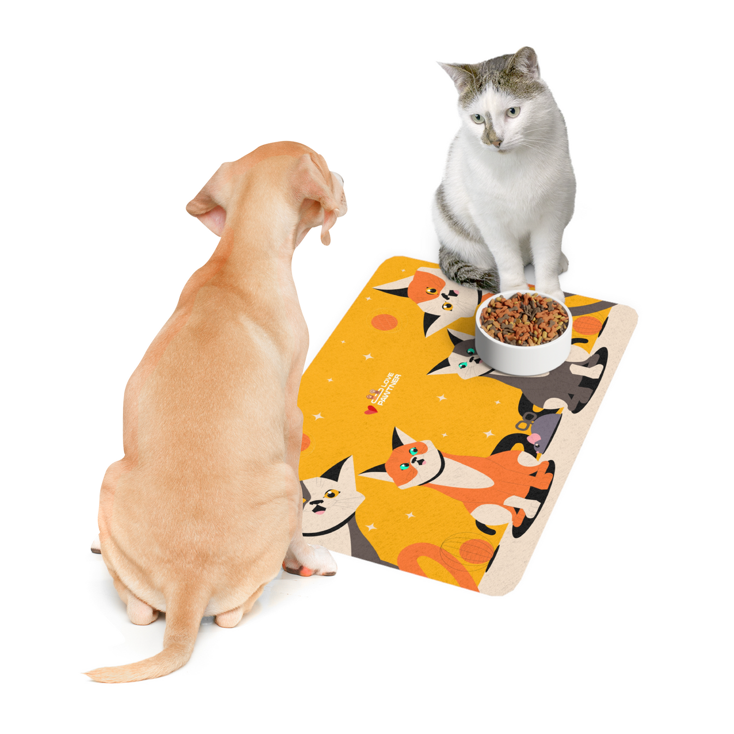 Pawtner, Stylish Pet Food Mat, Cat Food Mat, Dog Feeding Mat, Pet Lover Gift, Personalized Pet Mat, Unique Pet Accessories, Pet Food Mat (12" x 18")
