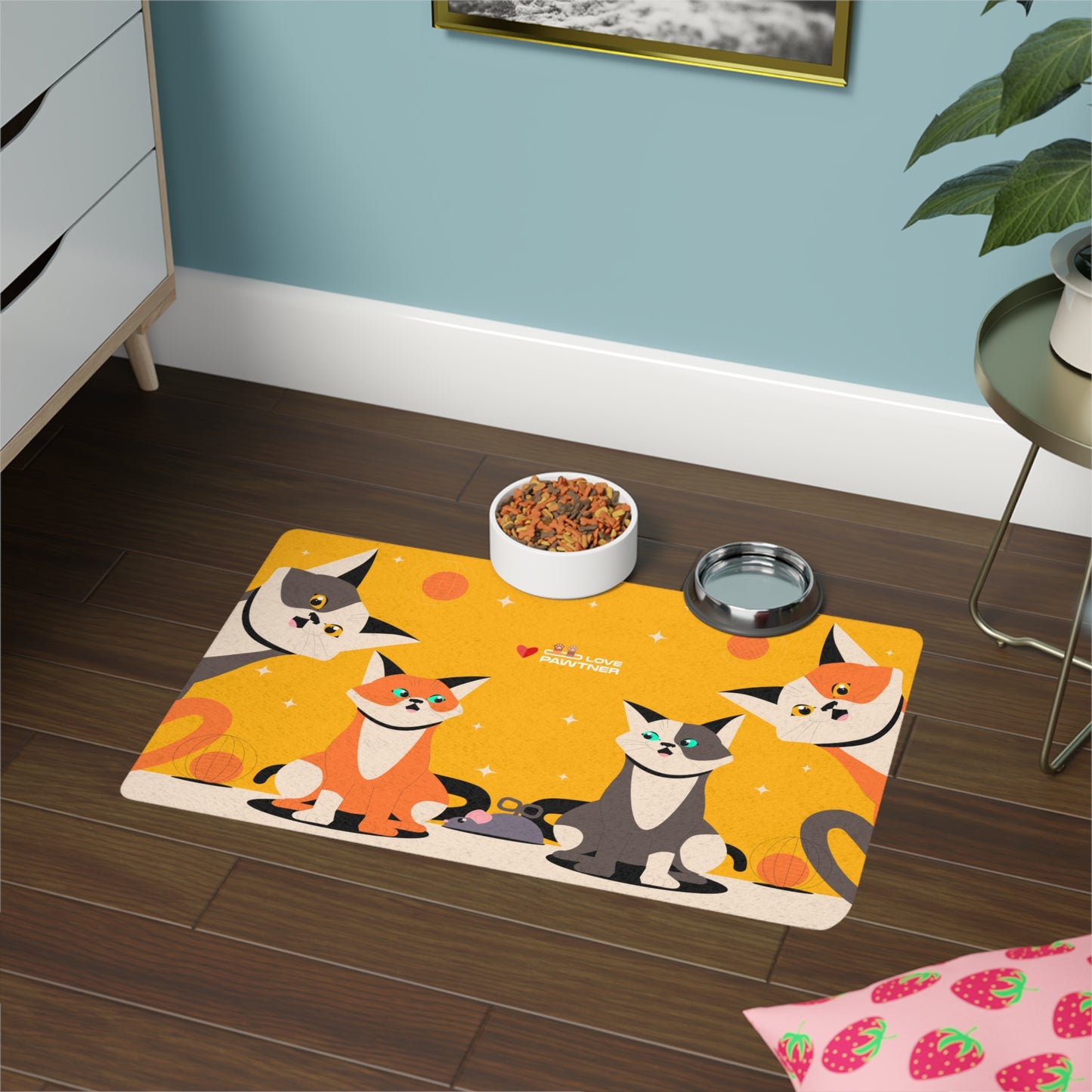 Pawtner, Stylish Pet Food Mat, Cat Food Mat, Dog Feeding Mat, Pet Lover Gift, Personalized Pet Mat, Unique Pet Accessories, Pet Food Mat (12" x 18")