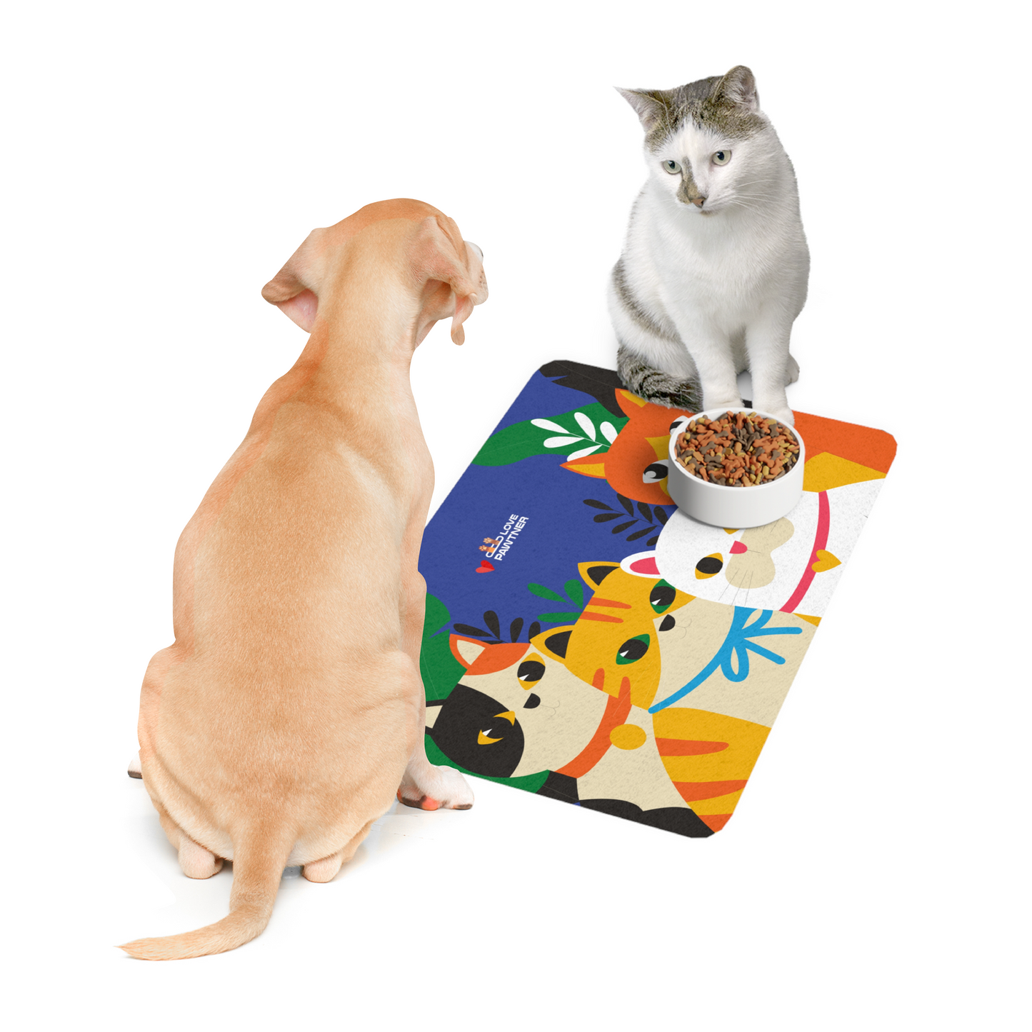 Pawtner, Stylish Pet Food Mat, Cat Food Mat, Dog Feeding Mat, Pet Lover Gift, Personalized Pet Mat, Unique Pet Accessories, Pet Food Mat (12" x 18")