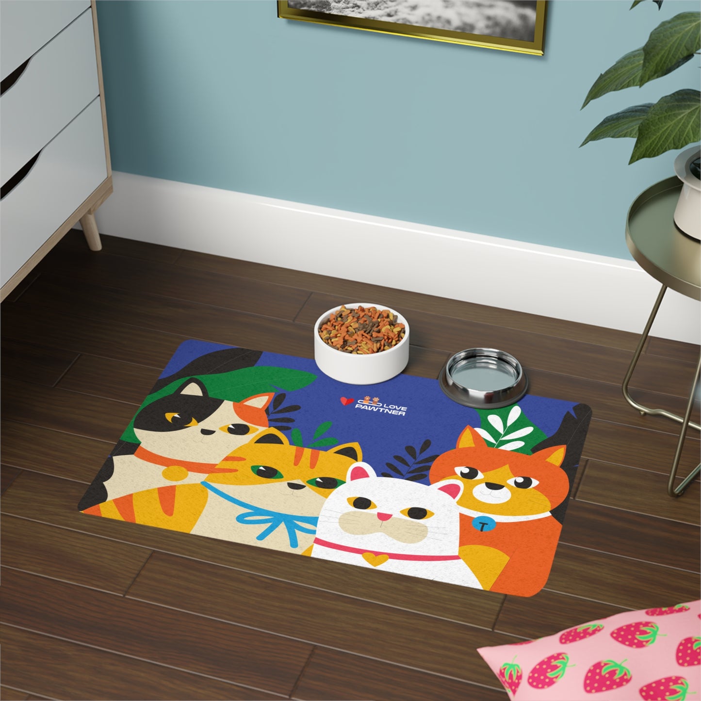 Pawtner, Stylish Pet Food Mat, Cat Food Mat, Dog Feeding Mat, Pet Lover Gift, Personalized Pet Mat, Unique Pet Accessories, Pet Food Mat (12" x 18")