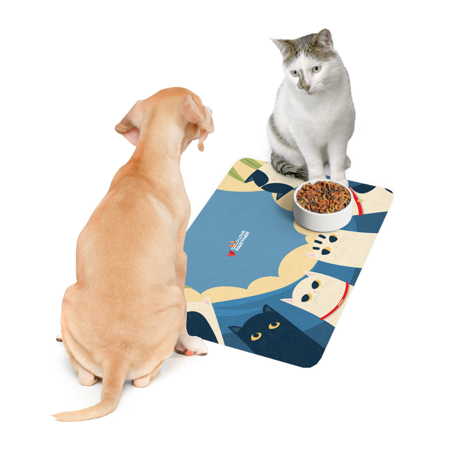 Pawtner, Stylish Pet Food Mat, Cat Food Mat, Dog Feeding Mat, Pet Lover Gift, Personalized Pet Mat, Unique Pet Accessories, Pet Food Mat (12" x 18")