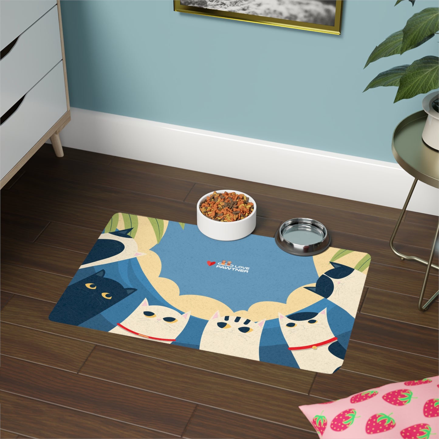 Pawtner, Stylish Pet Food Mat, Cat Food Mat, Dog Feeding Mat, Pet Lover Gift, Personalized Pet Mat, Unique Pet Accessories, Pet Food Mat (12" x 18")