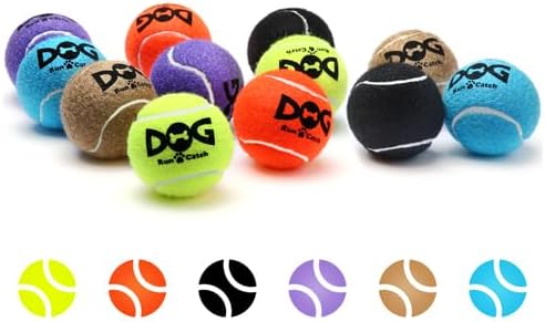 Squeaky Tennis Balls for Dogs Colorful Easy Catching Pet Toy Balls 12 Pack (2.0inch-6colors)