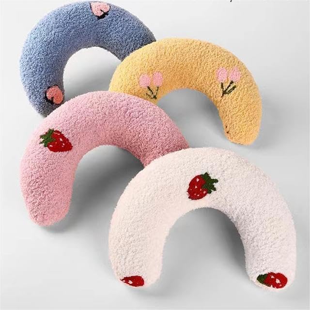 T'CHAQUE Dog Pillow Bed, Cat Calming Pillow, Dog Neck Pillow for Joint Relief Sleeping, Ultra Soft Half Donut Cuddler, Pillow Pet for Upper Spine Support, Doggy/Kitten Pillow Training Toy,Yellow
