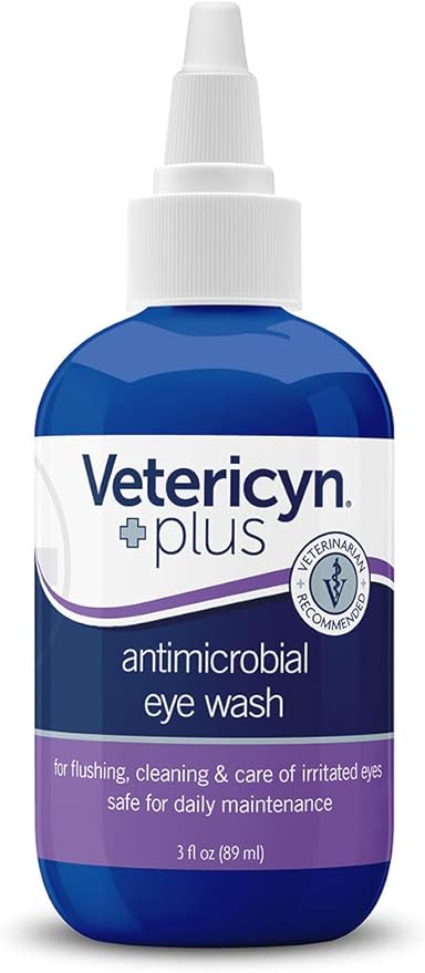 Vetericyn Plus Dog and Cat Eye Wash | Eye Drops for Dogs and Cats to Flush and Soothe Eye Irritations, Dog Tear Stain Cleaner, Safe for All Animals. 3 ounces