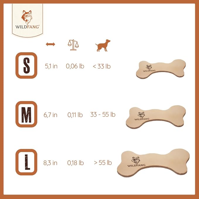 Wildfang Leather Bones for Dogs - Long Lasting Dog Chew Stick, Leather Chew Toys for Dogs, Leather Dog Toys, Leather Dog Chews, Leather Dog Bones, Leather Dog Toys for Aggressive chewers, L