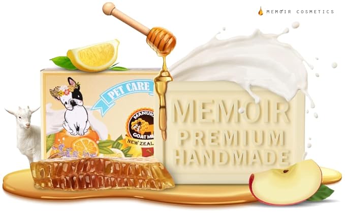 Memoir Pubble Soap β Natural Pet Shampoo Bar for Irritated, Itchy, Dry & Sensitive Skin | Manuka Honey & Goat Milk from New Zealand | Great for Puppy, Kitten and Small Animals | 4.5oz | Dogs & Cats
