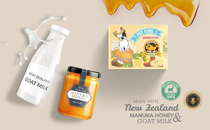 Memoir Pubble Soap β Natural Pet Shampoo Bar for Irritated, Itchy, Dry & Sensitive Skin | Manuka Honey & Goat Milk from New Zealand | Great for Puppy, Kitten and Small Animals | 4.5oz | Dogs & Cats