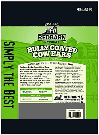 Redbarn's Bully Coated Cow Ears for Dogs, All-Natural, Single-Ingredient Chews, 4.2 Ounce (Pack of 6)