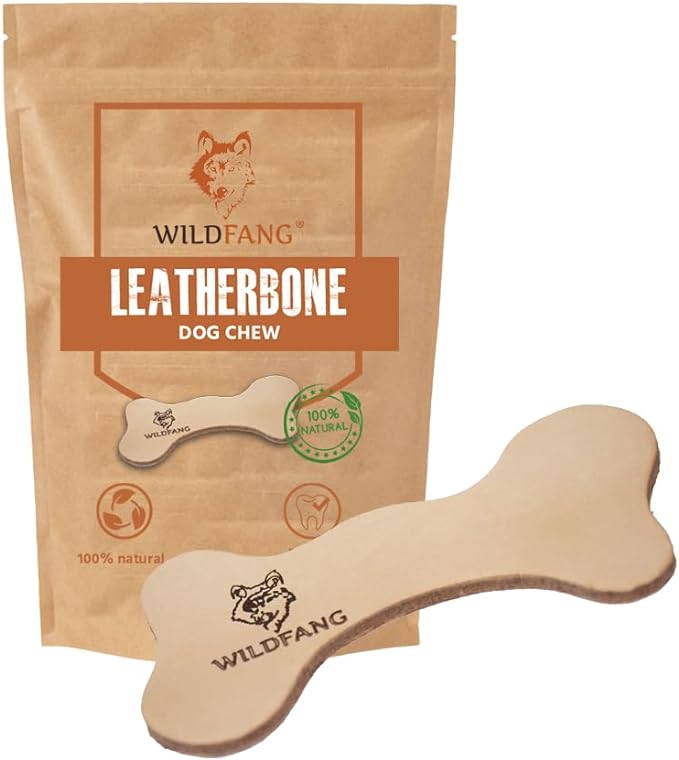 Wildfang Leather Bones for Dogs - Long Lasting Dog Chew Stick, Leather Chew Toys for Dogs, Leather Dog Toys, Leather Dog Chews, Leather Dog Bones, Leather Dog Toys for Aggressive chewers, L