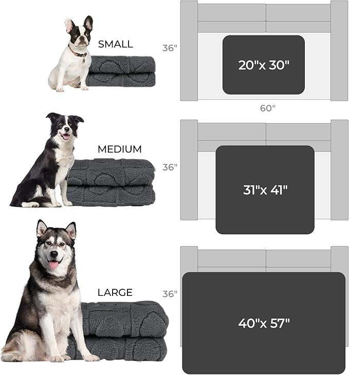 Luciphia Small Dog Blanket Washable Pet Bed Cover Soft Fluffy Puppy Blanket with Premium Fleece Cozy Calming Cat Blankets for Indoor Cats Grey 41x31 inch