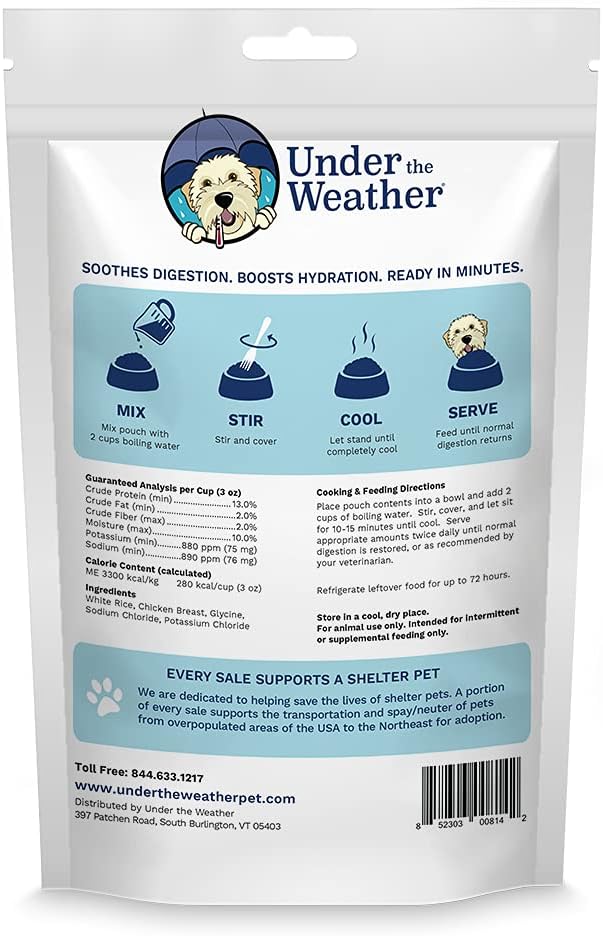 Under the Weather Bland Diet for Dogs | Easy to Digest for Sick Dogs | Always Be Ready | Contains Electrolytes - All Natural Freeze Dried 100% Human Grade Meats | 6 Pack - Chicken, Rice - 6oz