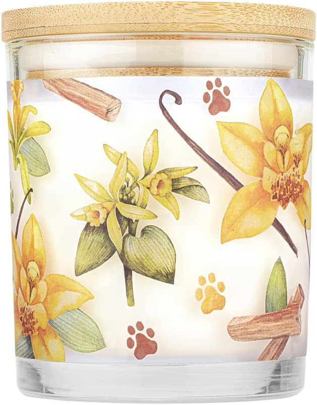 One Fur All Pet House Candle Pack - Plant-Based Soy Candle - Clean Burning, Long Lasting Pet Odor Eliminator - Vanilla Sandalwood Scent
