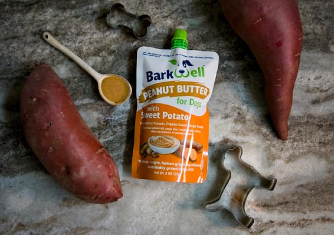 Peanut Butter Squeeze - 8oz Pouch Sweet Potato All-Natural Dog Peanut Butter, Sourced and Made in The USA