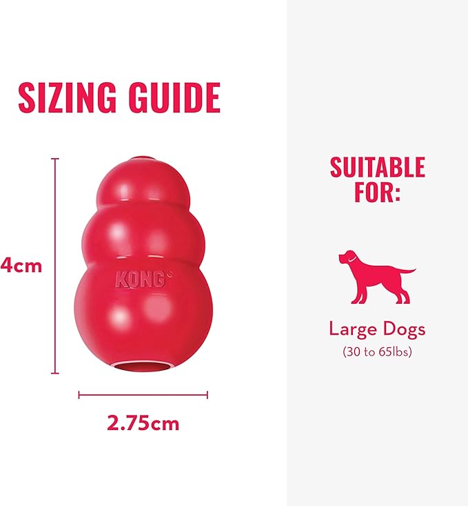 KONG Classic Stuffable Dog Toy - Fetch & Chew Toy for Dogs - Treat-Filling Capabilities & Erratic Bounce for Extended Play Time - Durable Natural Rubber Material - for Large Dogs