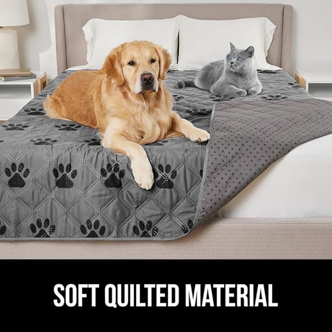 Gorilla Grip 100% Waterproof Dog Blanket, Pet Friendly Sofa Throw Essential for Small Pets, Dogs, Cats, Tear and Slip Resistant Leakproof Couch Cushion Cover for Indoor Furniture, 40x50 Paw