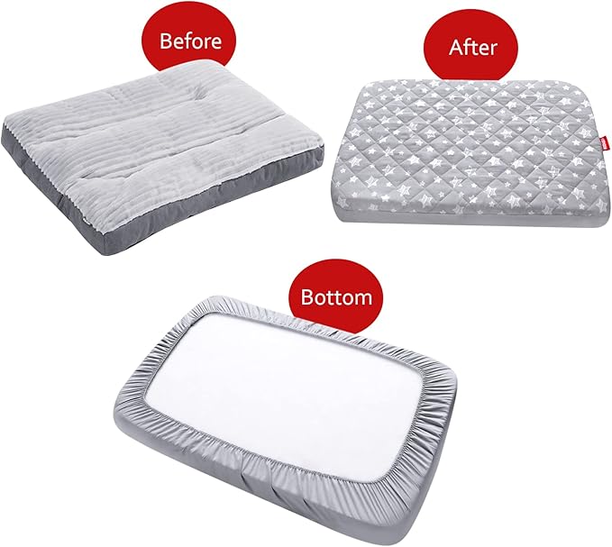 Dog Bed Covers Replacement Washable Pet Hair Easy to Remove, Waterproof Dog Bed Covers Noiseless Quilted, Pet Bed Cover Lovely Grey Star Print, Puppy Bed Cover 15x20 Inches, for Dog/Cat, Cover Only
