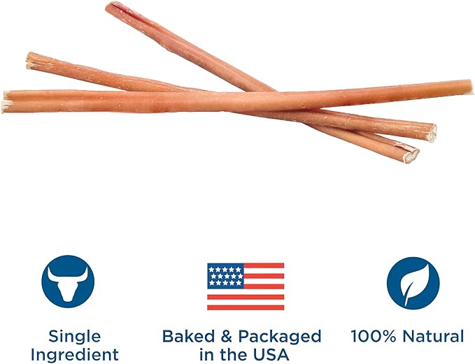 Best Bully Sticks for Dogs 12 Inch Bully Sticks, 8oz - 100% Natural Grass-Fed Beef Dog Bully Sticks for Medium/Large Dogs - Bully Stick Dog Chews