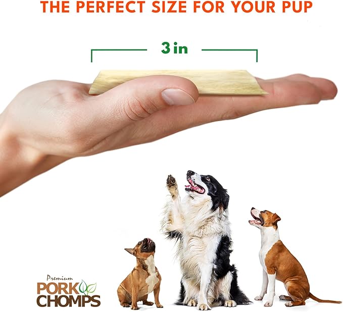 Pork Chomps Baked Pork Skin Dog Chews, 3-inch Chips, 12oz Bag (Pack of 2)