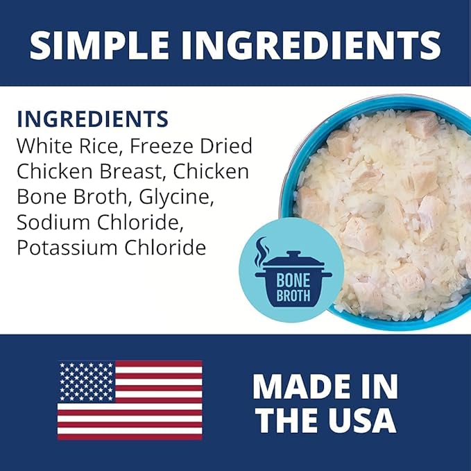 Under the Weather Bland Diet for Dogs | Easy to Digest for Sick Dogs |Always Be Ready| Contains Electrolytes - All Natural Freeze Dried 100% Human Grade Meats| 6 Pack- Chicken, Rice & Bone Broth - 6oz