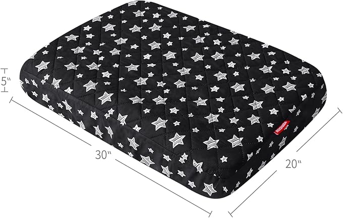 Dog Bed Covers Replacement Washable Pet Hair Easy to Remove, Waterproof Dog Bed Covers Noiseless Quilted, Pet Bed Cover Lovely Black Star Print, Puppy Bed Cover 20x30 Inches, for Dog/Cat, Cover Only