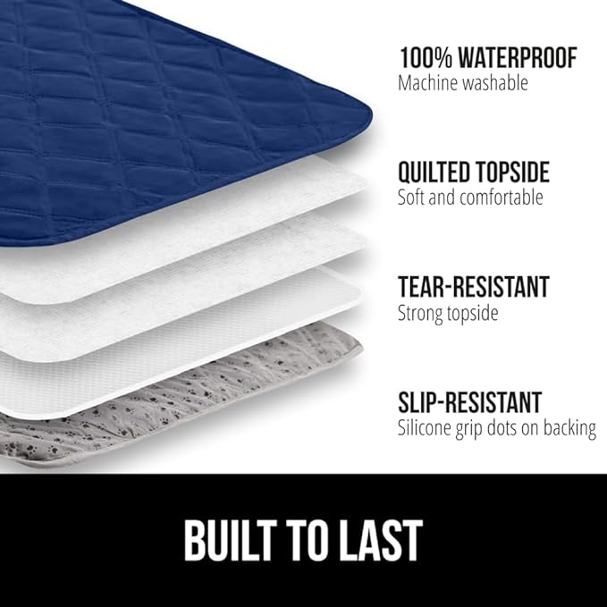 Gorilla Grip 100% Waterproof Dog Blanket, Pet Friendly Sofa Throw Essential for Small Pets, Dogs, Cats, Tear and Slip Resistant Leakproof Couch Cushion Cover for Indoor Furniture, 40x50 Navy