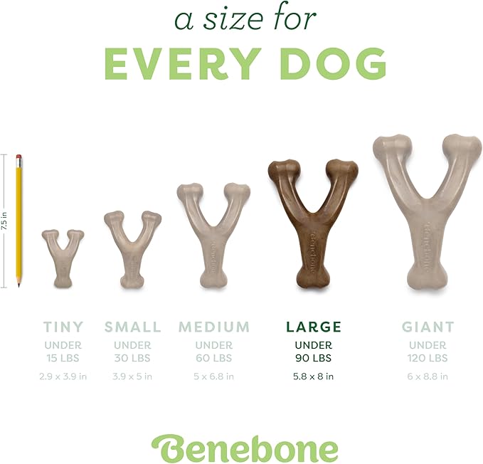 Benebone Wishbone Durable Dog Chew Toy for Aggressive Chewers, Real Chicken, Made in USA, Large