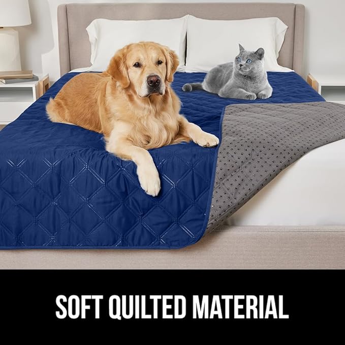Gorilla Grip 100% Waterproof Dog Blanket, Pet Friendly Sofa Throw Essential for Small Pets, Dogs, Cats, Tear and Slip Resistant Leakproof Couch Cushion Cover for Indoor Furniture, 40x50 Navy