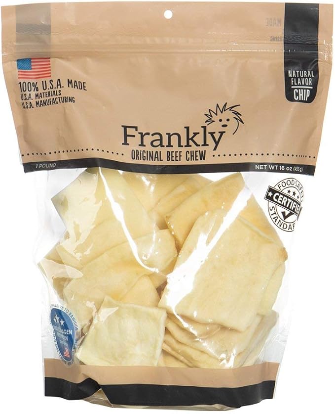 Frankly Natural Beef Chips For Dogs | Premium Rawhide Beef Chips | Long-Lasting Dog Chews For Small, Medium & Large Dogs | Non-GMO, Grain-Free All-Natural Beef Chips For Dogs | Made In USA