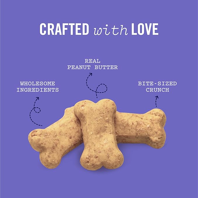 Three Dog Bakery Itty Bitty Bones Baked Dog Treats, Peanut Butter, 32 oz, (320123)