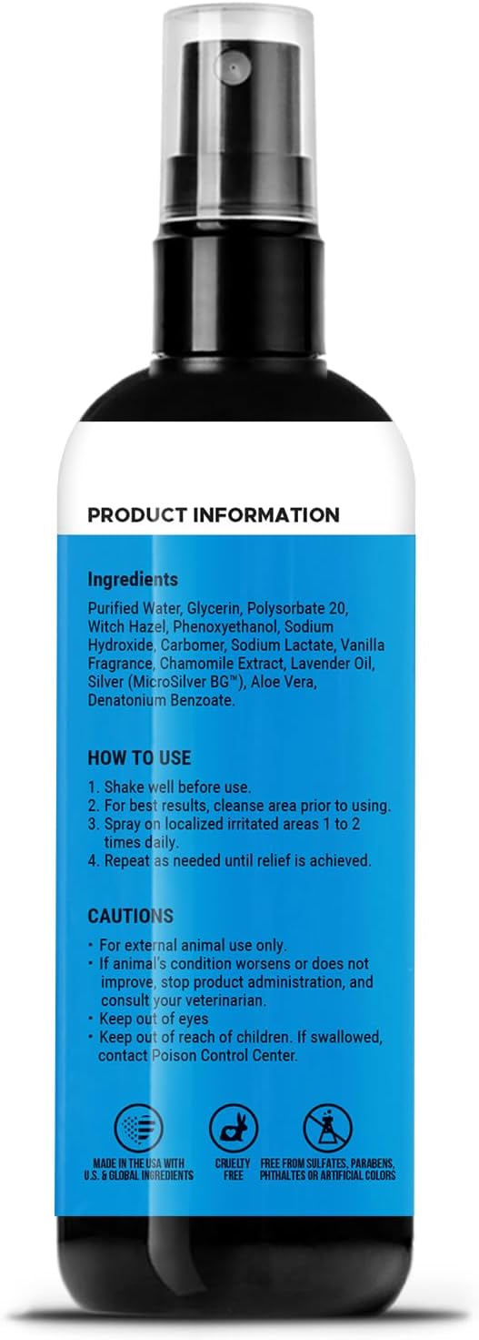 Pet Honesty Restore + Soothe Hot Spots Spray for Dogs & Cats - Gentle on Sensitive Skin, Chlorhexidine Alternative Spray, Soothes Itching, Irritation with Aloe and Microsilver (Lavender) - 4oz