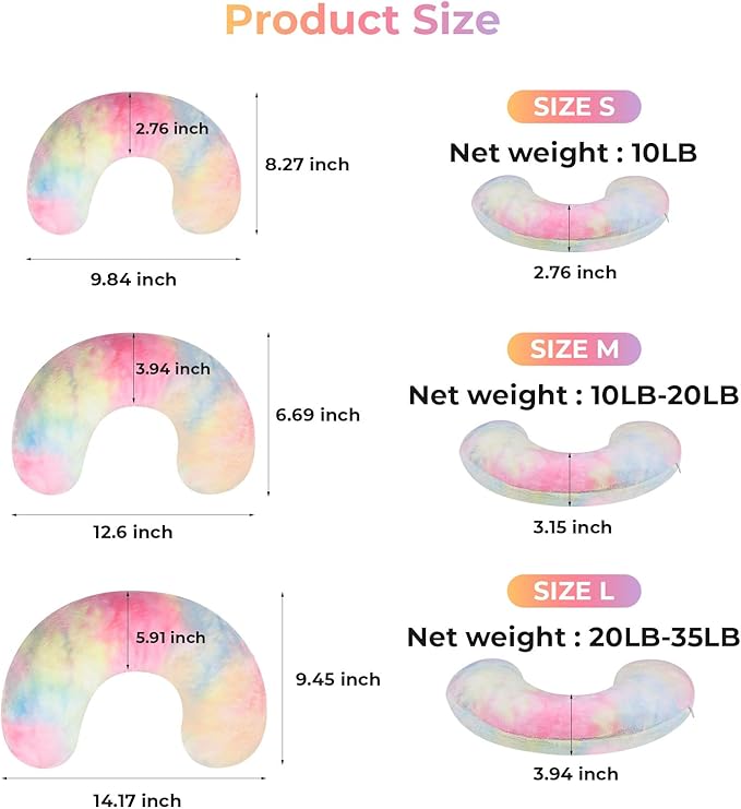Dog Pillow, U-Shaped Dog Calming Pillow for Pet, Soft Dog Neck Pillow Machine Washable Dog Bed Pillow for Dog and Cat Enhance Sleep Quality(Tie-dye Pink Blue, Small)