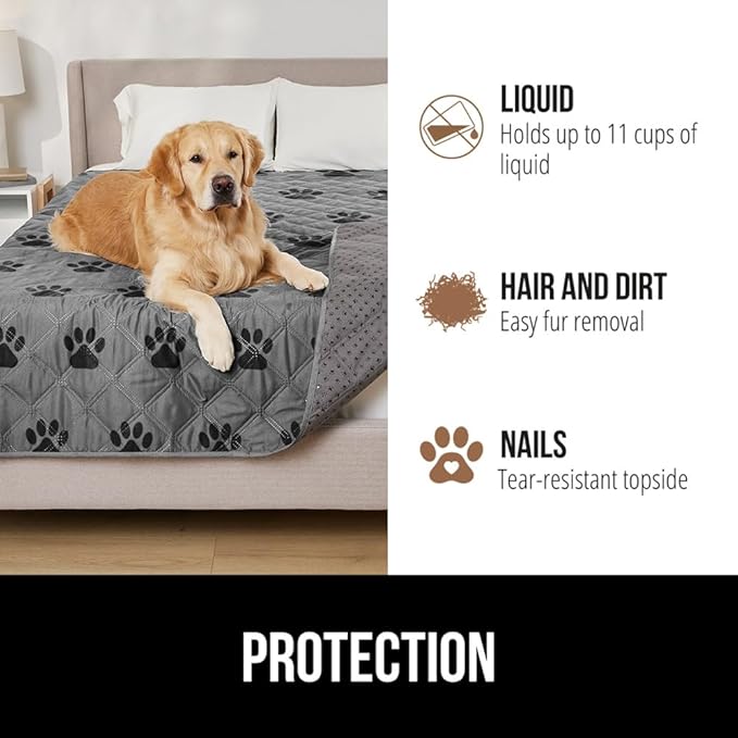Gorilla Grip 100% Waterproof Dog Blanket, Pet Friendly Sofa Throw Essential for Small Pets, Dogs, Cats, Tear and Slip Resistant Leakproof Couch Cushion Cover for Indoor Furniture, 40x50 Paw