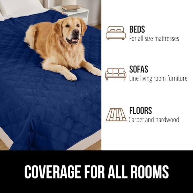 Gorilla Grip 100% Waterproof Dog Blanket, Pet Friendly Sofa Throw Essential for Small Pets, Dogs, Cats, Tear and Slip Resistant Leakproof Couch Cushion Cover for Indoor Furniture, 40x50 Navy