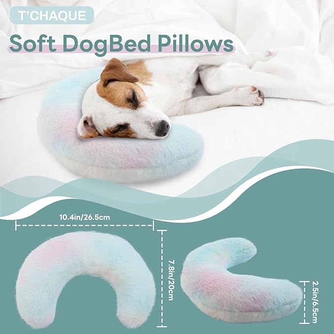 T'CHAQUE Dog Pillow Dog Calming Pillow for Small Dogs Anxiety Relief Comfort Dog Neck Pillow Bed Soft Cat Pillow for Indoor Cats Half Donut Cuddler U-Shaped Pillow Pet Sleeping Improve Calming Toy