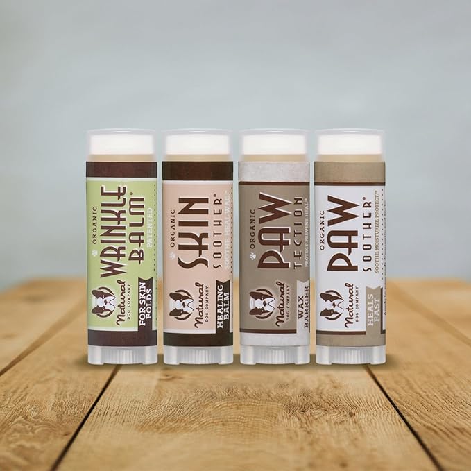 Natural Dog Company Powerhouse Bundle, Includes 4 Healing Balms that Relieve Skin Irritations, Cracked Paws and Dry Noses, Organic, All Natural Ingredients, 0.15oz Trial Sticks