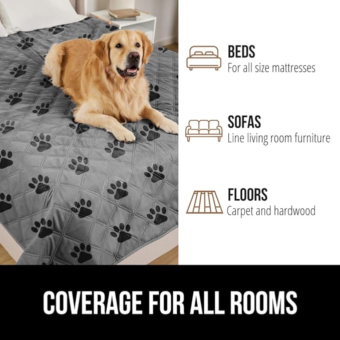 Gorilla Grip 100% Waterproof Dog Blanket, Pet Friendly Sofa Throw Essential for Small Pets, Dogs, Cats, Tear and Slip Resistant Leakproof Couch Cushion Cover for Indoor Furniture, 40x50 Paw
