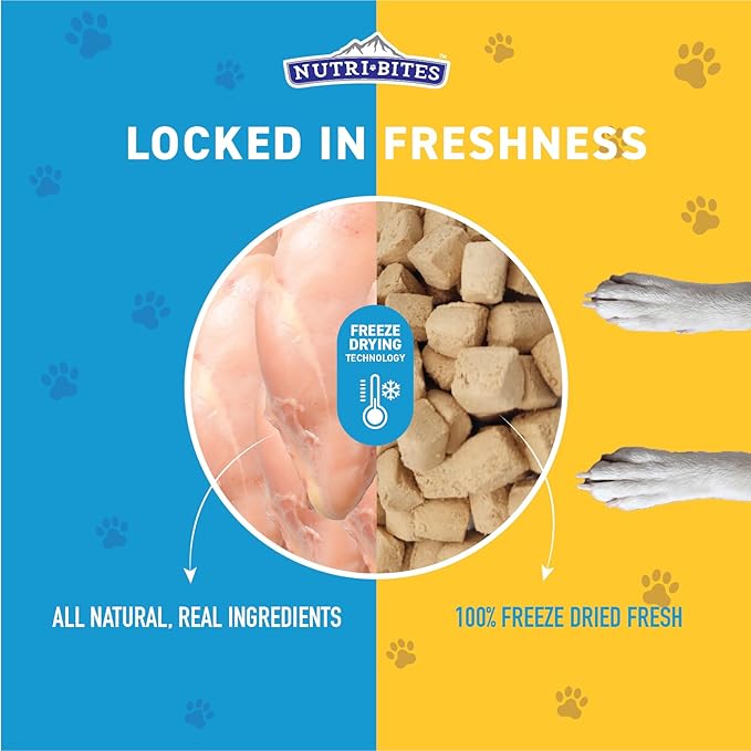 Nutri Bites Freeze Dried Chicken Dog & Cat Treats, 9 oz | Healthy Pet Training Treats or Food Topper | All Natural, 1 Single Animal Protein, High Protein