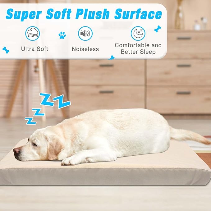 Dog Bed Covers Replacement Washable 100% Waterproof Dog Bed Cover 2 Pack Soft Noiseless Dog Bed Sheets for Dog Bed/pet Bed, 30" x 20" Beige