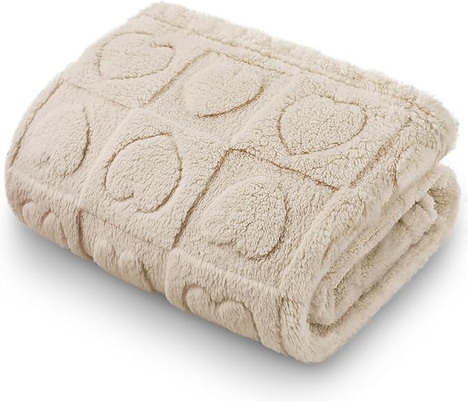 Luciphia Small Dog Blanket Washable Pet Bed Cover Soft Fluffy Puppy Blanket with Premium Fleece Cozy Calming Cat Blankets for Indoor Cats Beige 41x31 inch