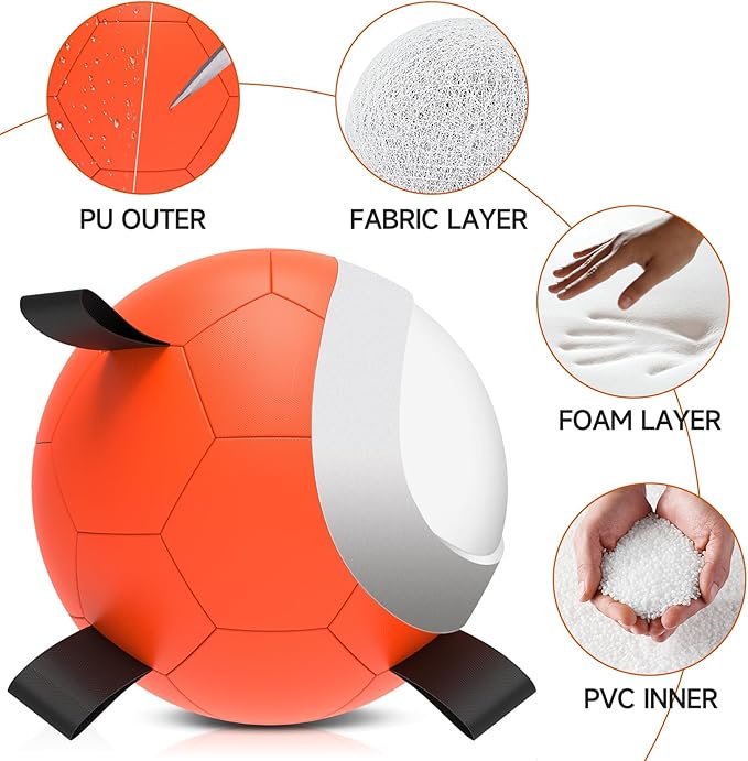 QDAN Herding Ball for Dogs, 18 inch Dog Balls, Giant Dog Toys Horse Toy, Dog Herding Ball for Australian Shepherd, Orange