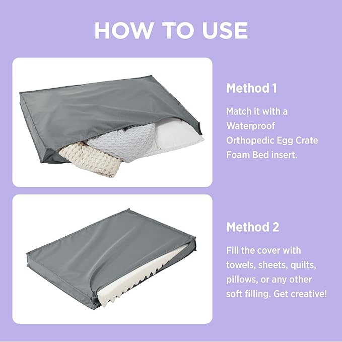 Lesure Water-Resistant Dog Bed Cover - Medium, Oxford Fabric, 30x20x3 Inches