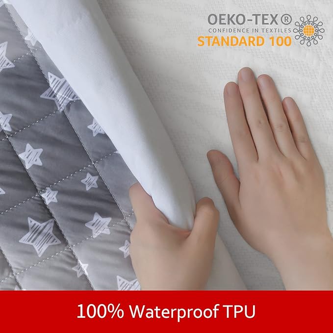 Dog Bed Covers Replacement Washable Pet Hair Easy to Remove, Waterproof Dog Bed Covers Noiseless Quilted, Pet Bed Cover Lovely Grey Star Print, Puppy Bed Cover 15x20 Inches, for Dog/Cat, Cover Only
