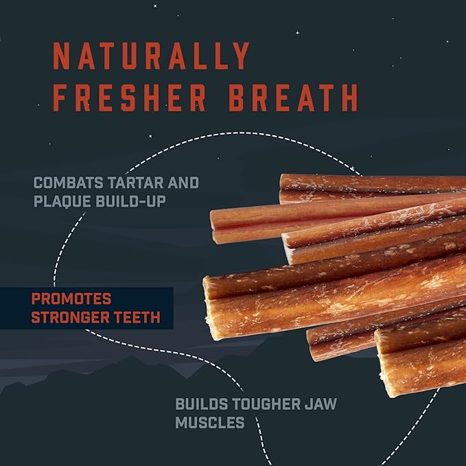 Wild Wolf 6-inch Angus Bully Sticks (8 Ounces) Healthy, All-Natural, Long-Lasting Dog Chew Bones - Odor-Free - Mixed Thickness