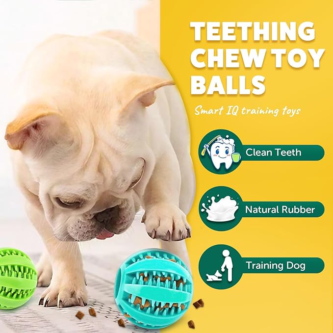 2 Different Functions Interactive Balls for Dogs 2.5” Squeaky Dog Balls Toys and Puppy Teething Chew Toy Balls for Small Dogs Dog Balls for Clean Teeth and Training (5Pcs)